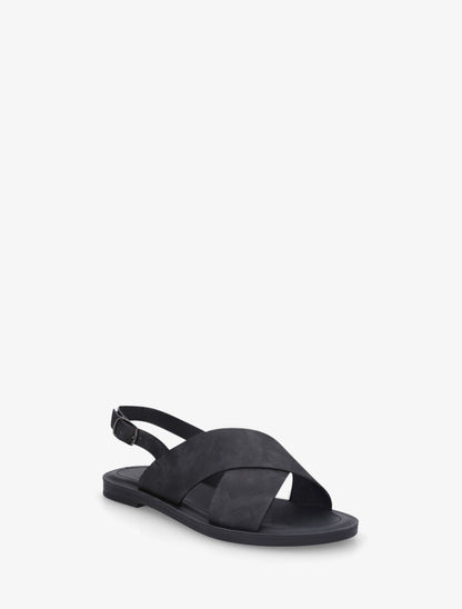 Nu-pieds croisés en tissu - Noir - 2