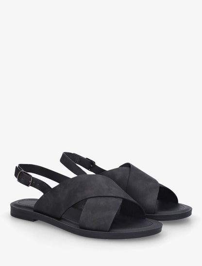 Nu-pieds croisés en tissu - Noir - 4
