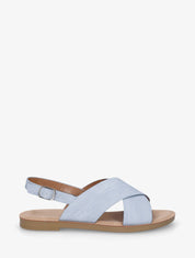 Nu-pieds croisés en tissu - Bleu denim - 5