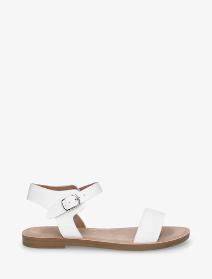 Nu-pieds basiques en simili - Blanc - 5