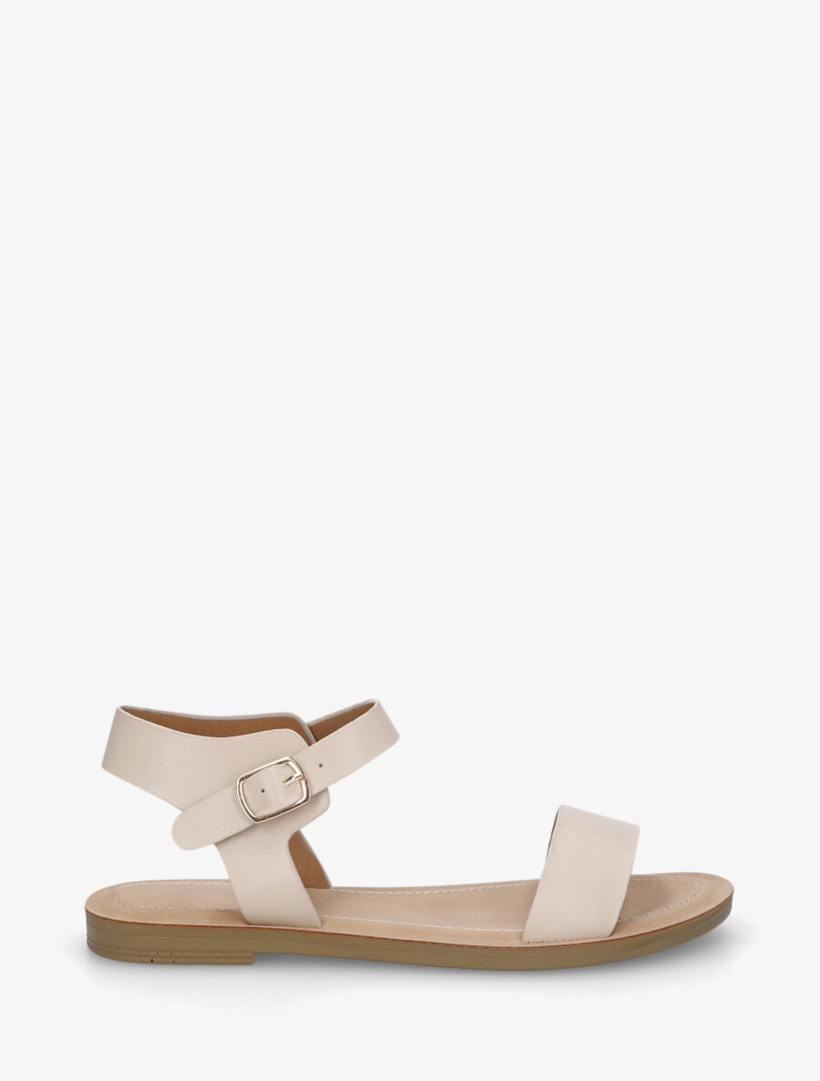 Nu-pieds basiques en simili - Beige - 1