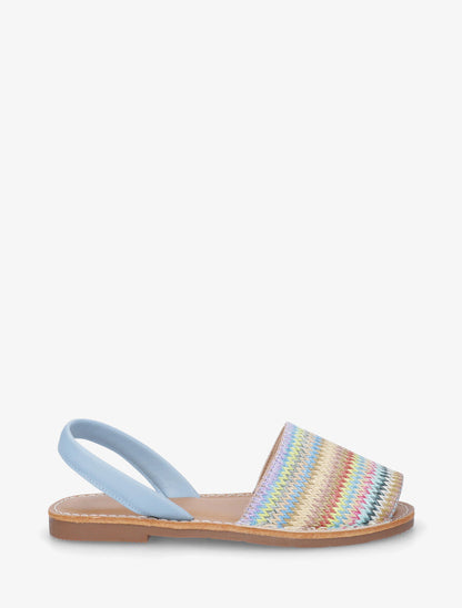 Nu-pieds à brides tressées motif zigzag - Bleu ciel - 5