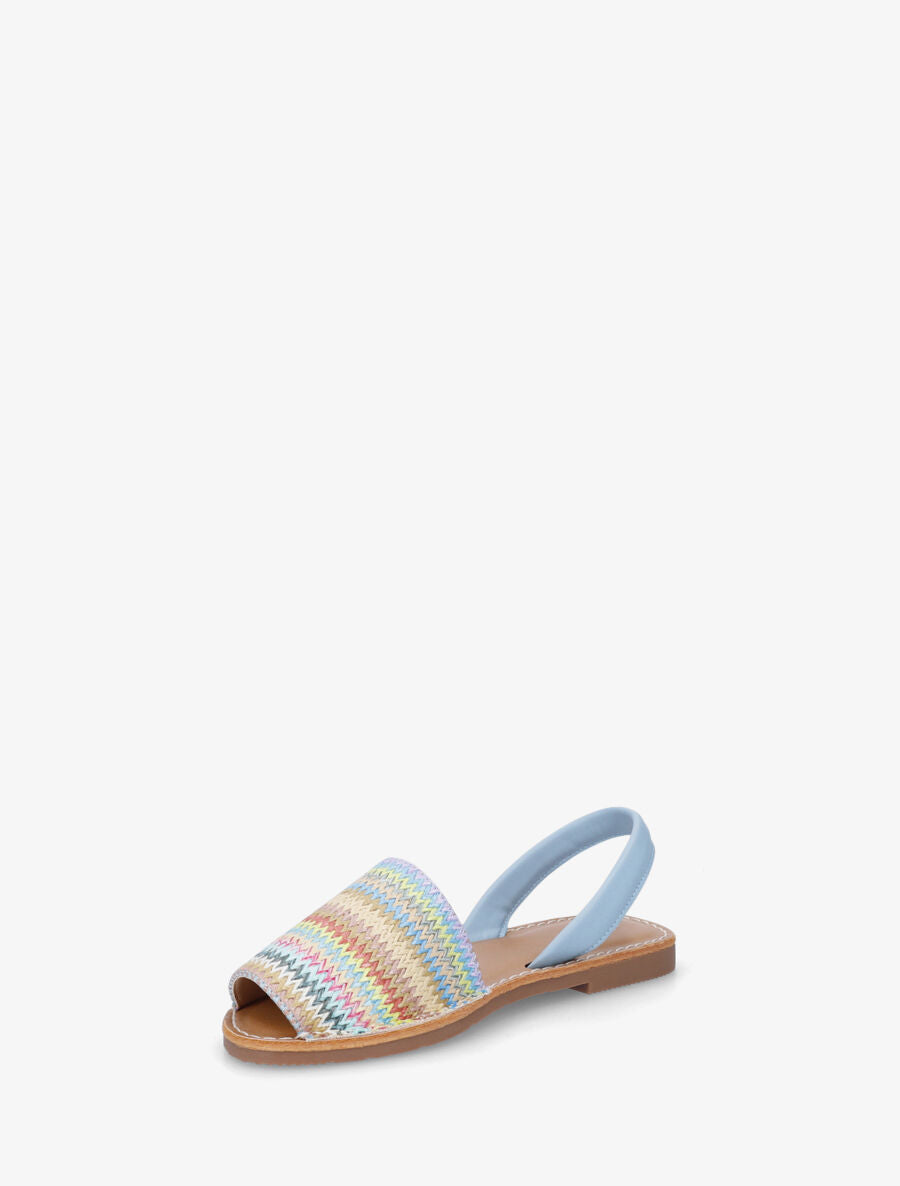 Nu-pieds à brides tressées motif zigzag - Bleu ciel - 3