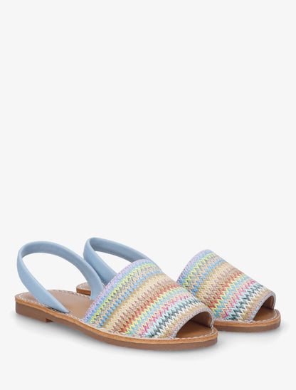 Nu-pieds à brides tressées motif zigzag - Bleu ciel - 4