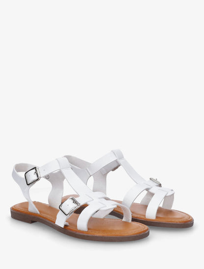 Nu-pieds en simili à double boucles - Blanc - 4
