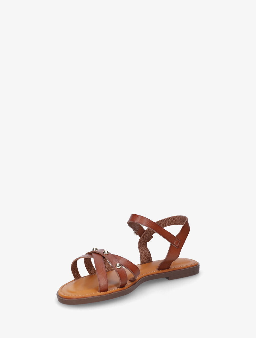 Nu-pieds croisés à clous - Marron - 3