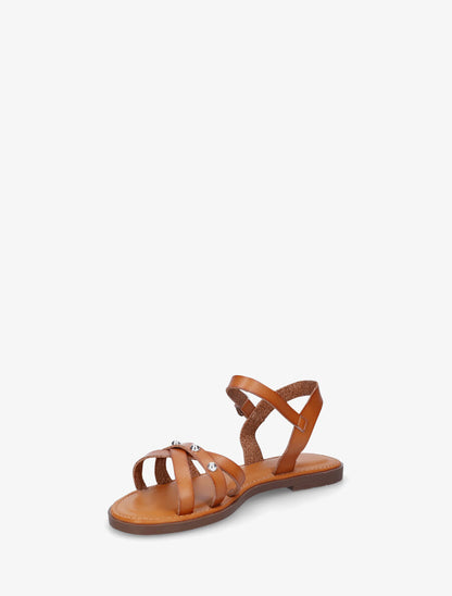 Nu-pieds croisés à clous - Camel - 3