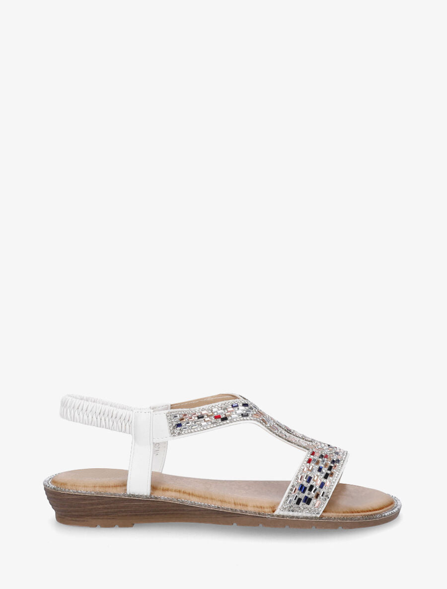 Nu-pieds en simili à strass - Blanc - 5