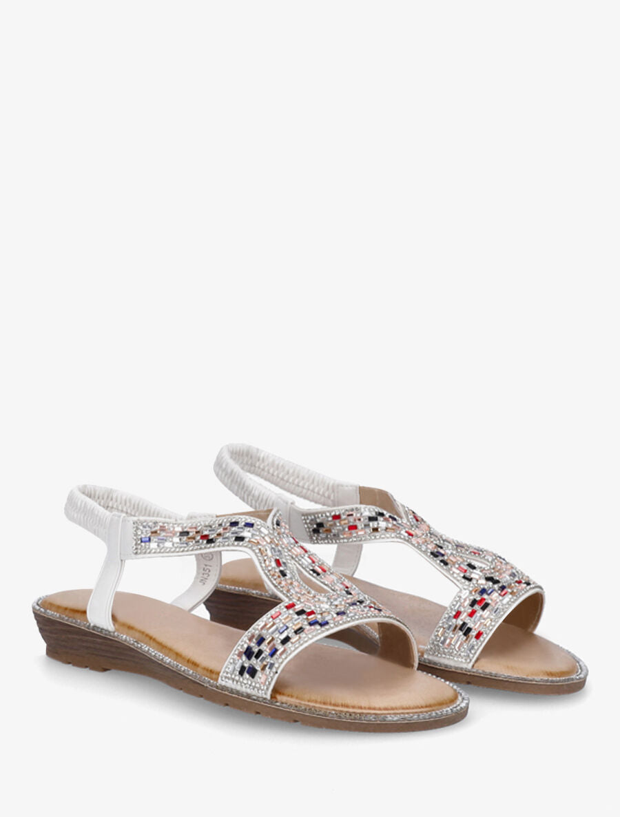 Nu-pieds en simili à strass - Blanc - 4