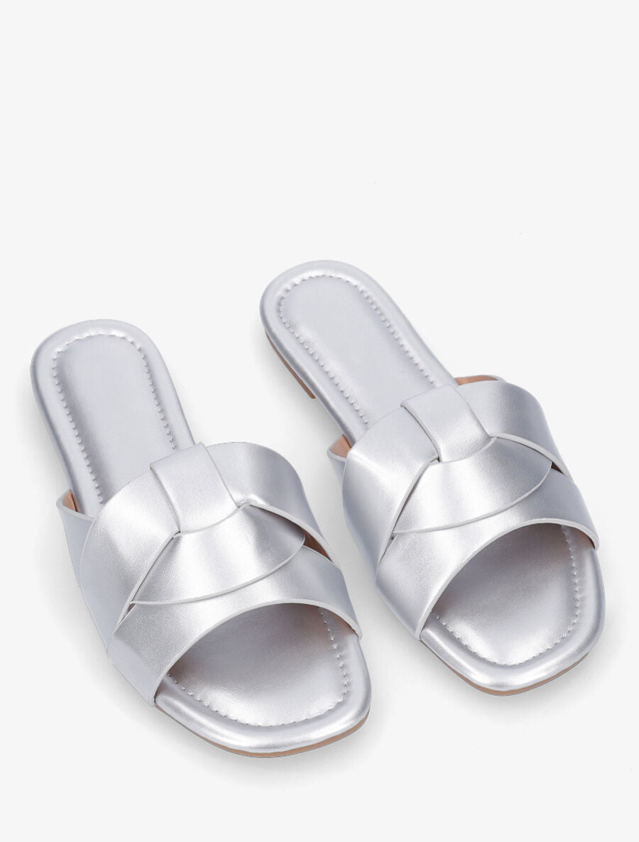 Claquettes à brides entrelacées - Argent - 4