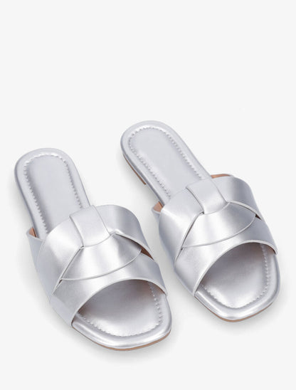 Claquettes à brides entrelacées - Argent - 4