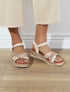 Sandales compensées à bride à strass - Beige - 1