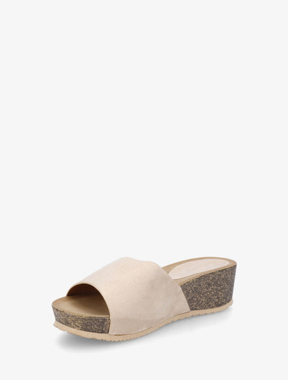 Mules compensées en suédine - Beige - 3