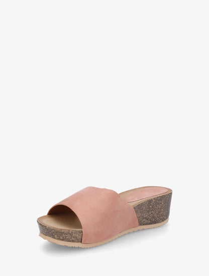 Mules compensées en suédine - Rose - 3