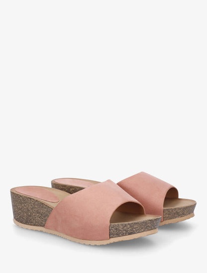 Mules compensées en suédine - Rose - 4