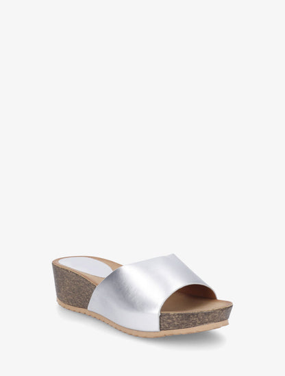 Mules compensées en simili - Argent - 2