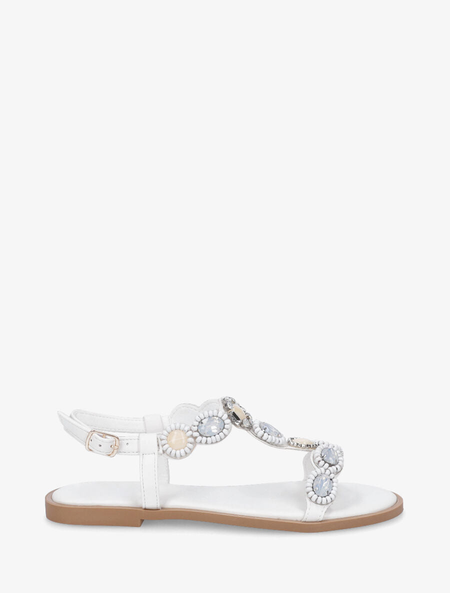 Nu-pieds à perles et pierres - Blanc - 5