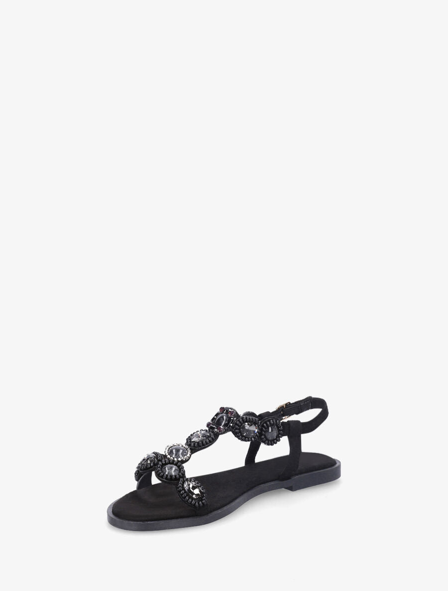 Nu-pieds à perles et pierres - Noir - 3