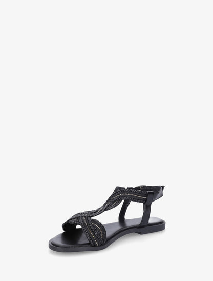Nu-pieds torsadés à strass - Noir - 3