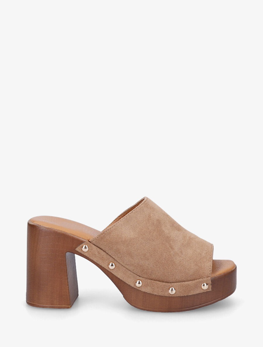Mules à talon style sabot - Taupe - 5