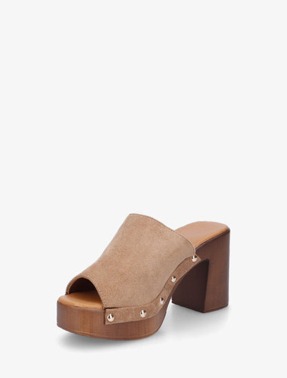 Mules à talon style sabot - Taupe - 3