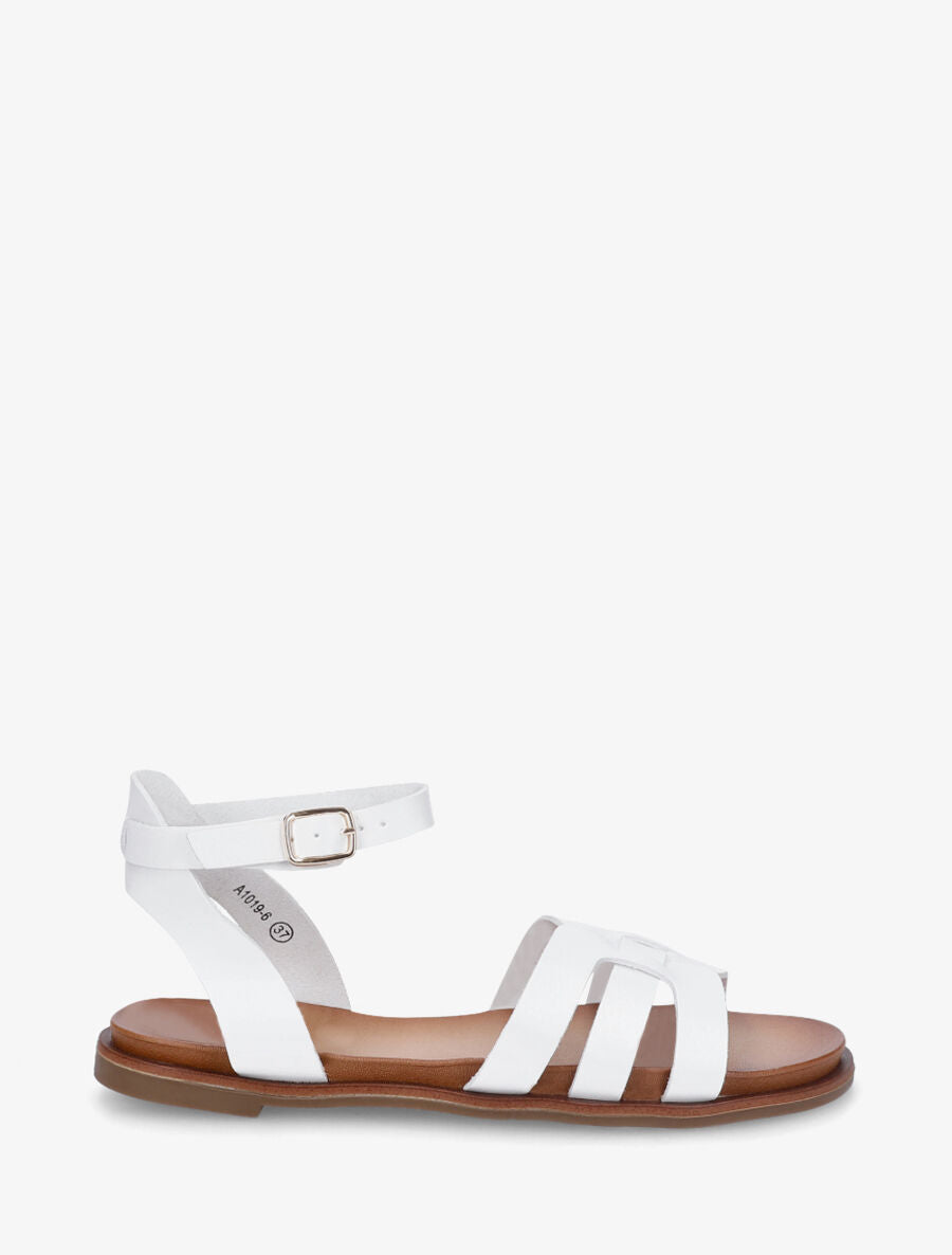 Nu-pieds en simili à triple brides - Blanc - 1