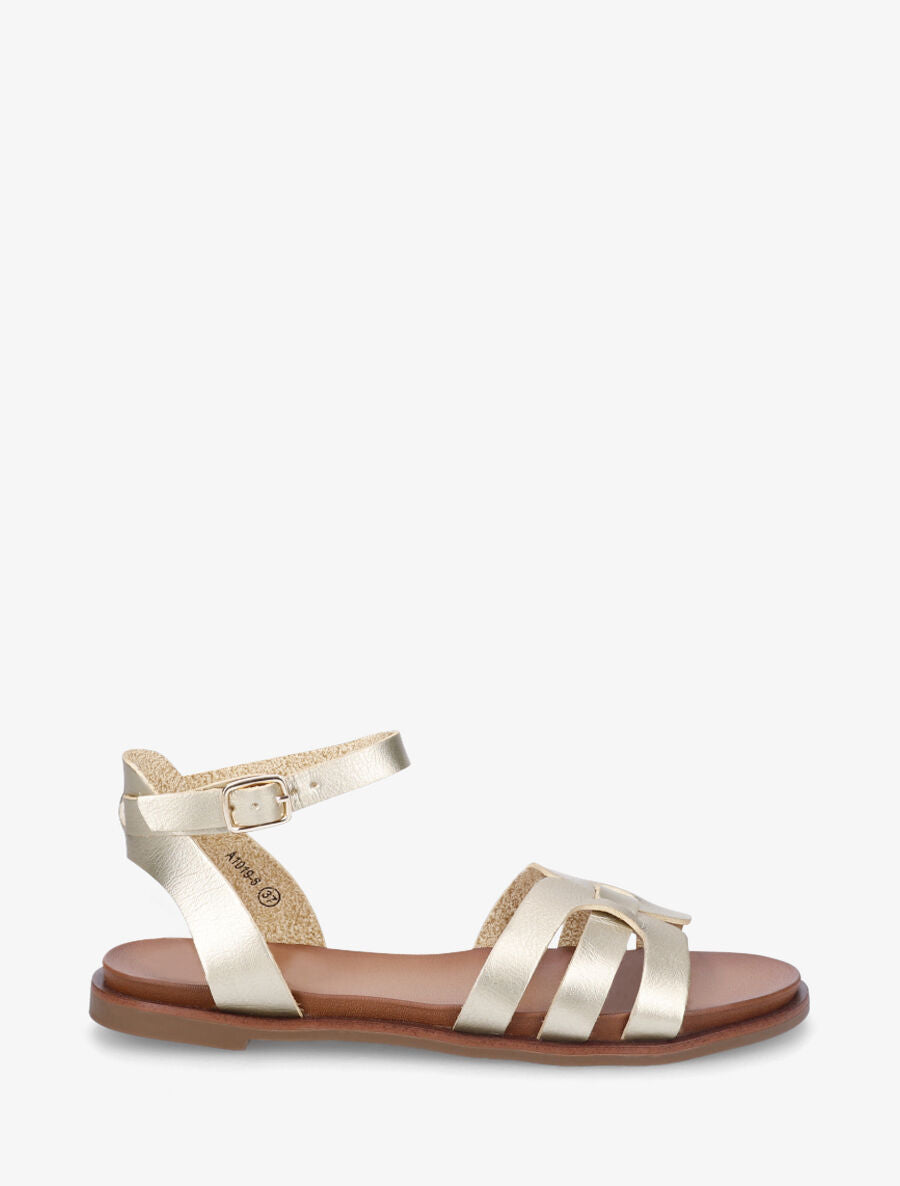 Nu-pieds en simili àtriple brides - Or - 1
