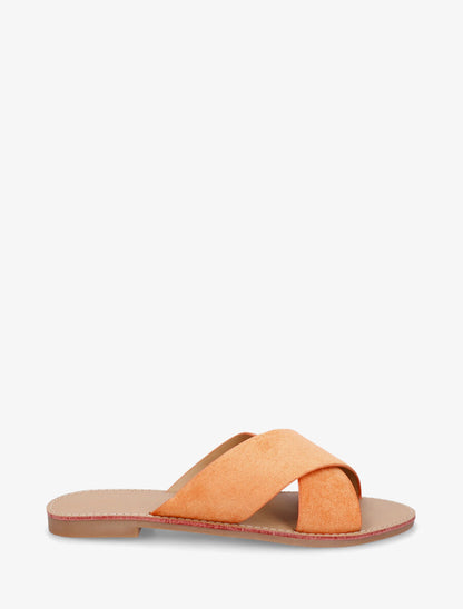 Claquettes brides croisées en suédine - Orange - 1