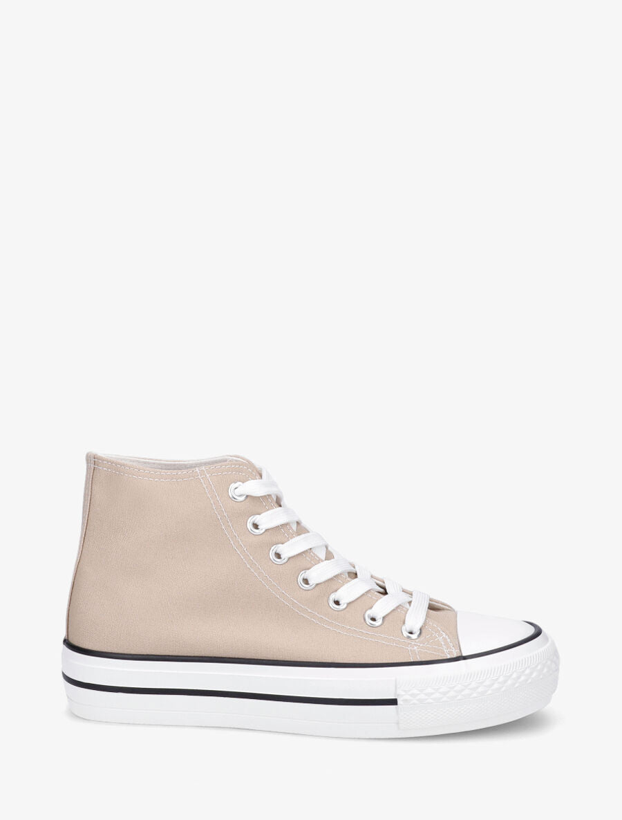 Tennis montantes en toile - Beige - 1