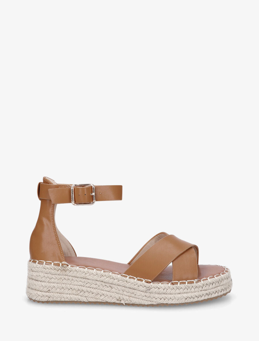 Sandales croisées style espadrille - Camel - 5