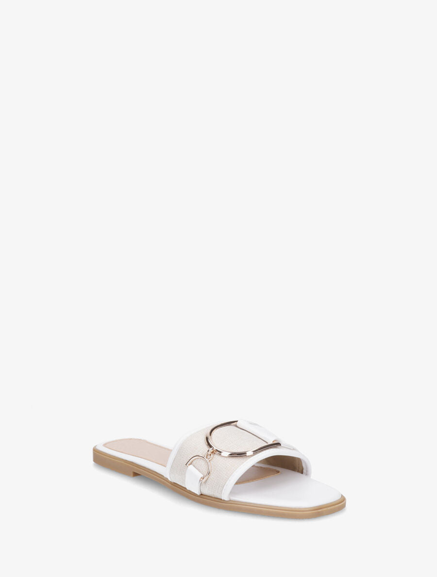 Mules plates bi-matière à boucle - Blanc - 2