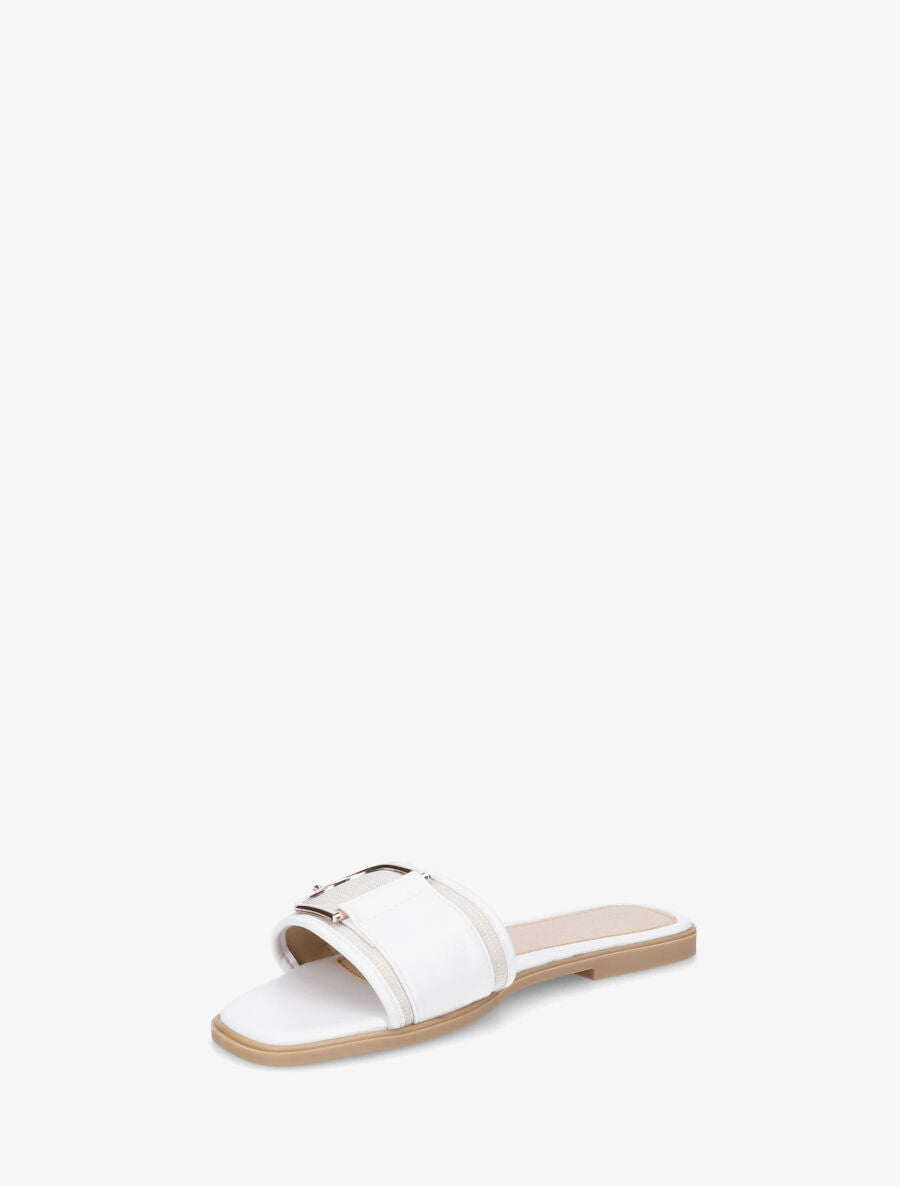 Mules plates bi-matière à boucle - Blanc - 3