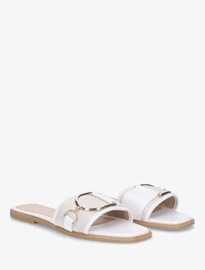 Mules plates bi-matière à boucle - Blanc - 4