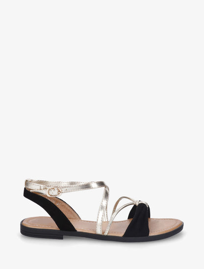 Nu-pieds bi-matière à noeud - Noir - 5