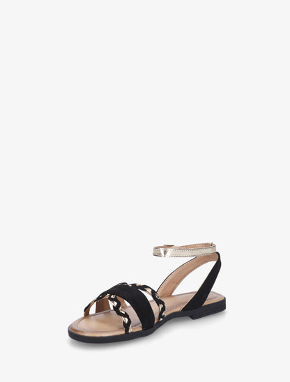 Nu-pieds en suédine bride fantaisie tressée - Noir - 4