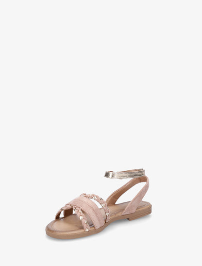 Nu-pieds en suédine bride fantaisie tressée - Rose - 3