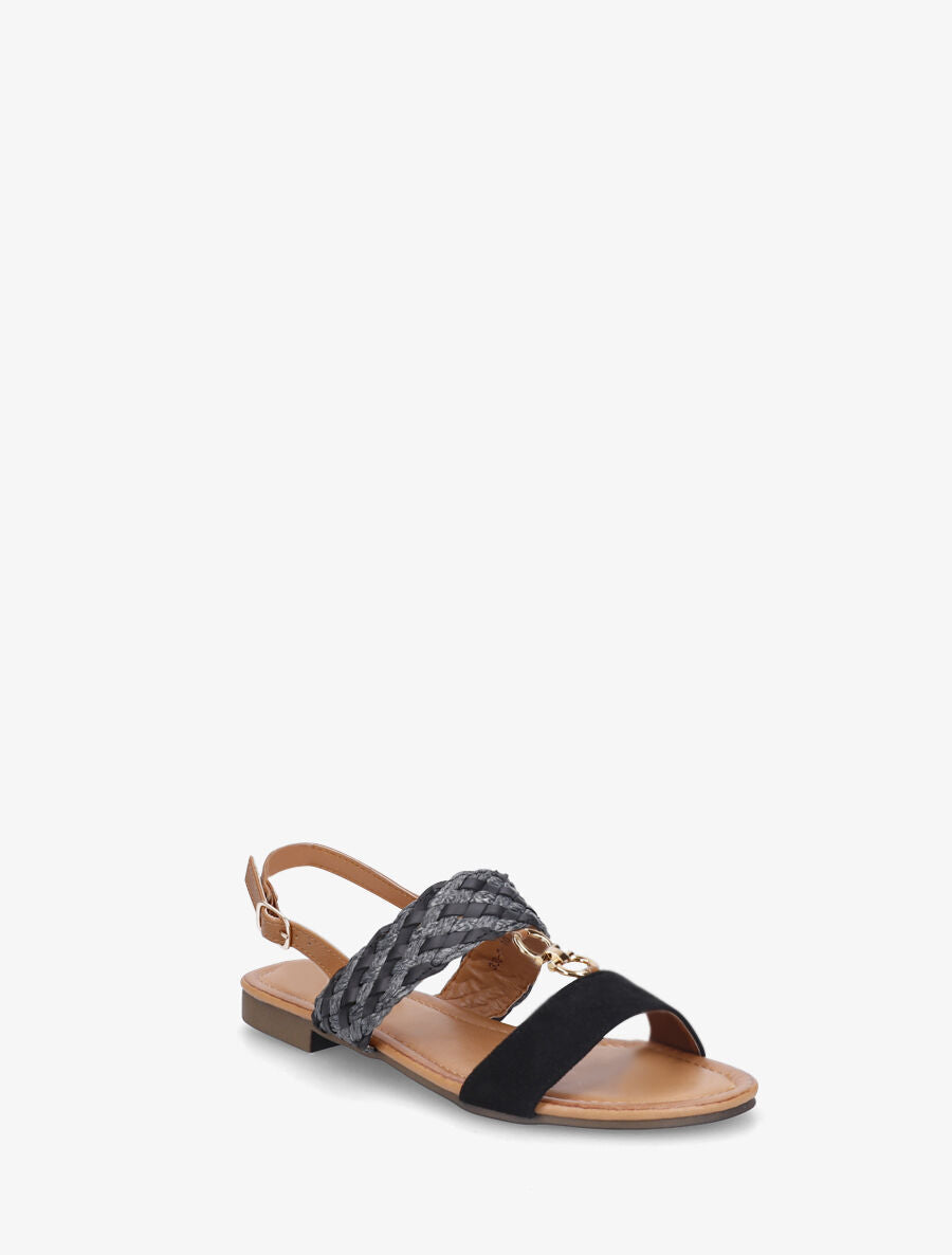 Nu-pieds bi-matière à bijou - Noir - 2