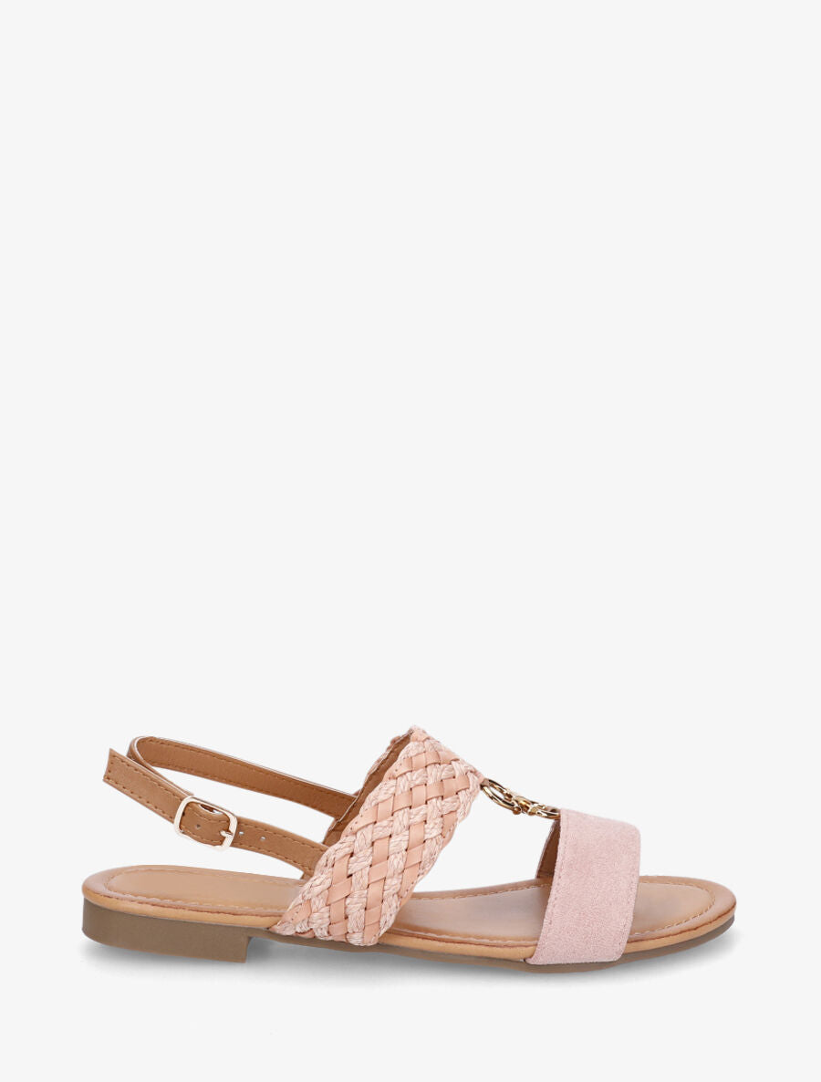 Nu-pieds bi-matière à bijou - Rose - 1