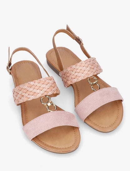 Nu-pieds bi-matière à bijou - Rose - 4