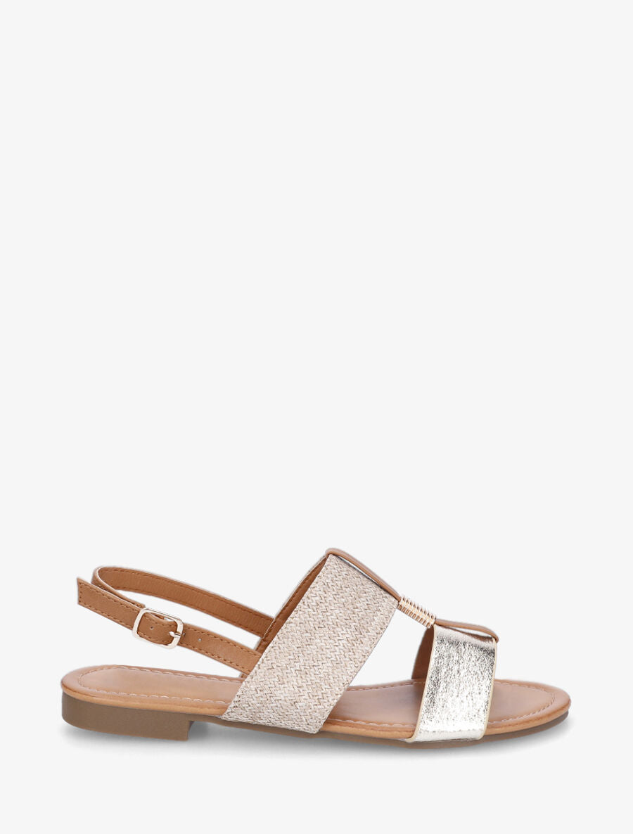 Nu-pieds bi-matière à bijou strié - Or - 5