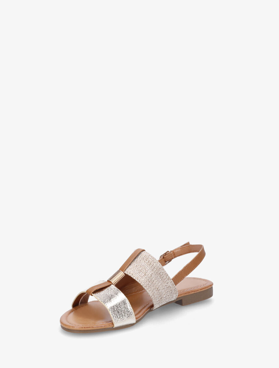 Nu-pieds bi-matière à bijou strié - Or - 3