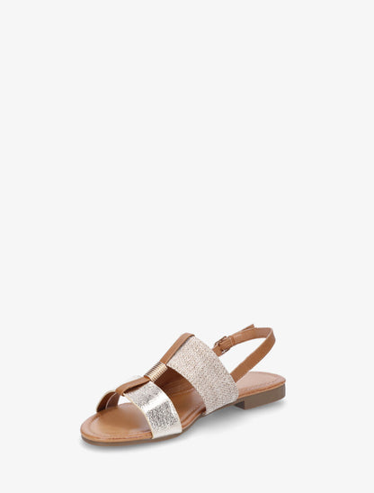 Nu-pieds bi-matière à bijou strié - Or - 3