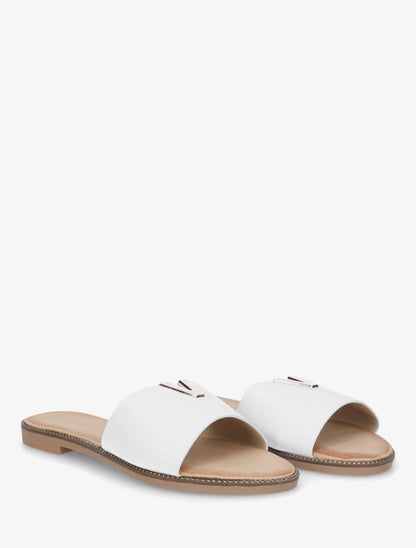 Claquettes en simili nacré bijou en V - Blanc - 4