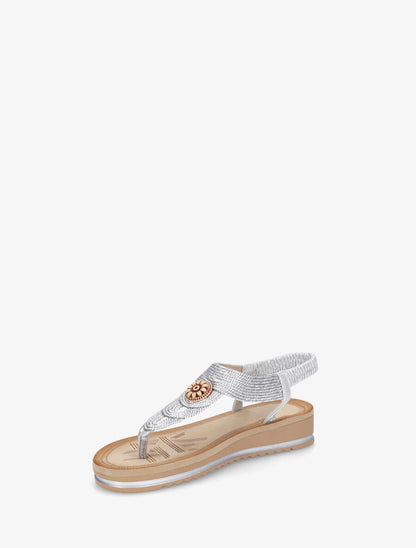 Nu-pieds à bride style corde et fleur - Argent - 3