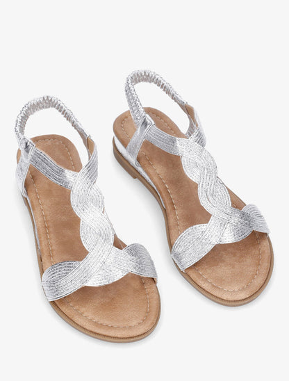 Nu-pieds à bride en T torsadée - Argent - 4