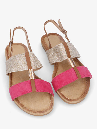 Nu-pieds raphia et suédine - Fuchsia - 4