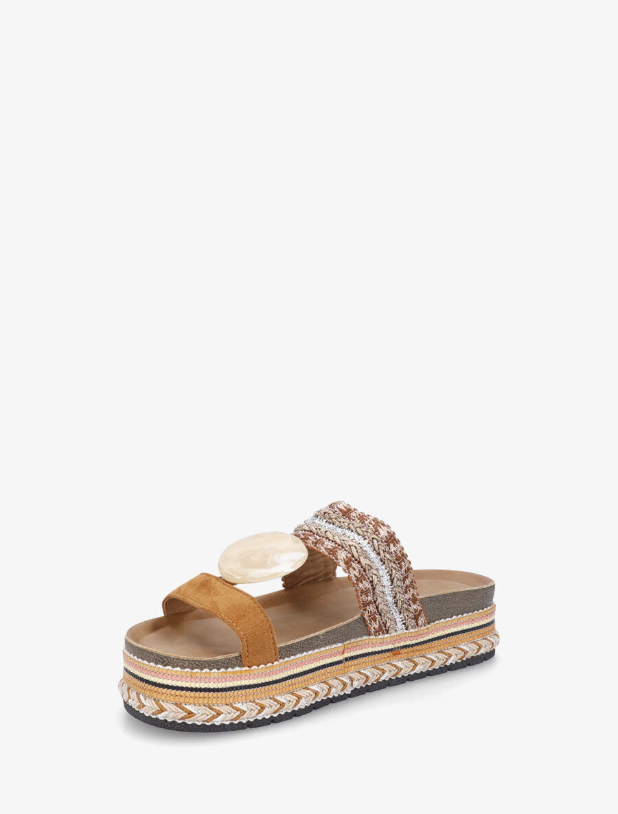 Claquettes irisées à bijou style marbre - Camel - 3