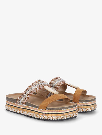 Claquettes irisées à bijou style marbre - Camel - 4