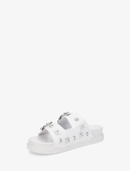 Mules à boucles travaillées et bijoux - Blanc - 3