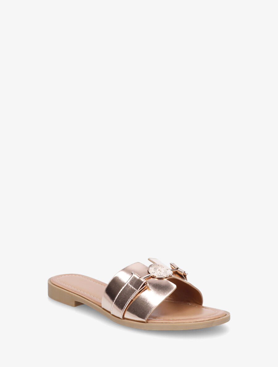 Claquettes en simili nacré à bijou style pièce - Rose gold - 2